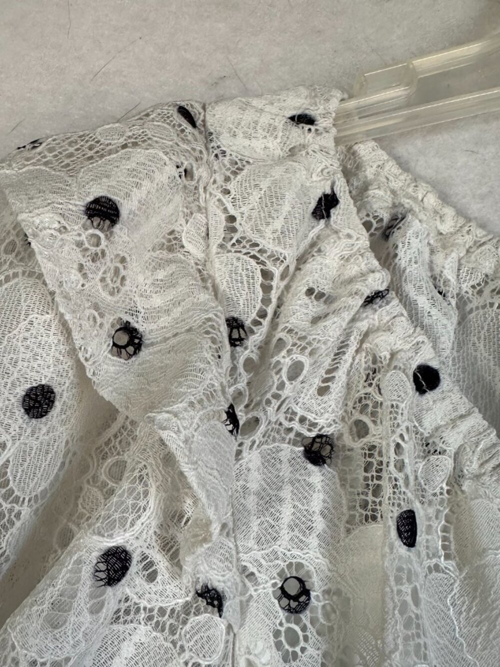 For Love And Lemons White & Black Polka Dot Lace Cropped Glen Blouse top sz M - Picture 5 of 8